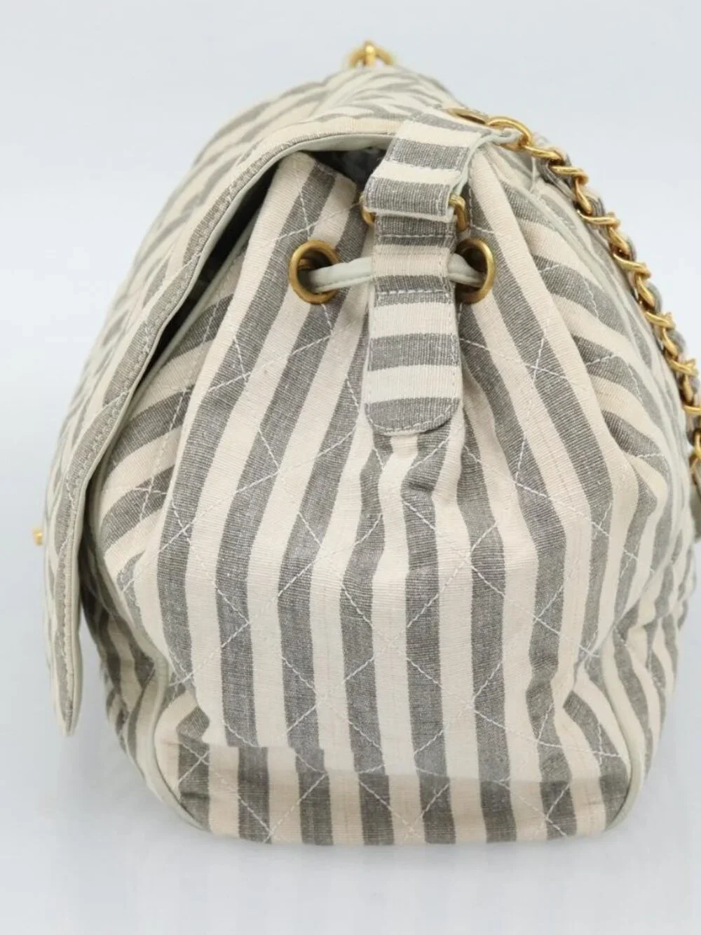 CHANEL Matelasse Shoulder Bag Canvas Light Blue White CC Auth 48071AV